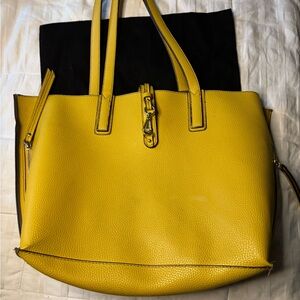 Travanti Chic BoHo Yellow Vegan Leather Tote Bag, no scuffs or wear, summer bag